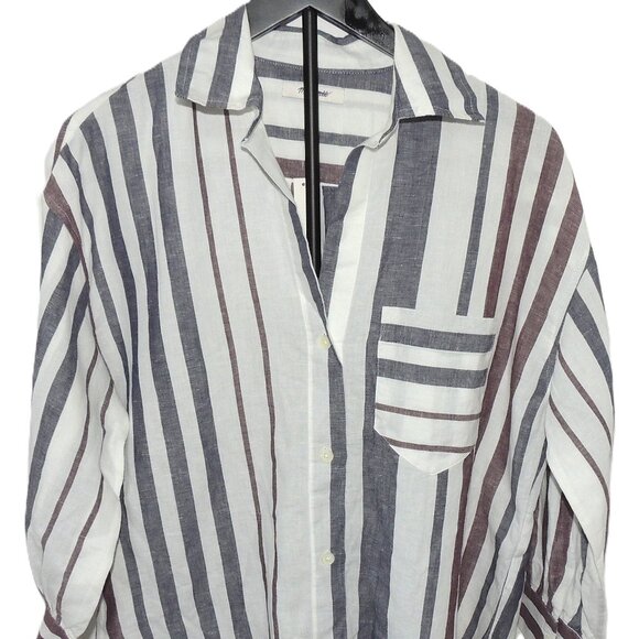 NWT Madewell Shirred Button-Up Shirt in Linen-Cotton Wms Size Small - Picture 1 of 4